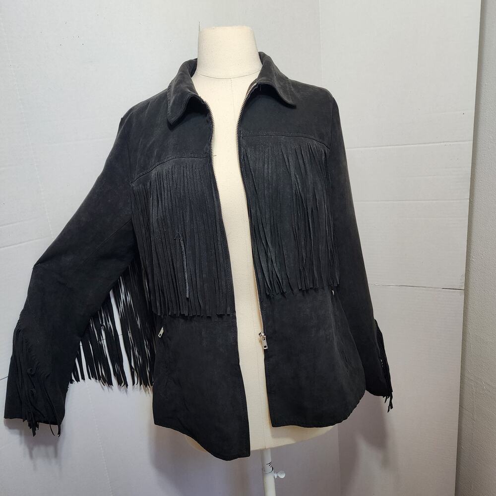 Pre-Loved H&M Cowboy-Style Suede Jacket – Fringe Detail